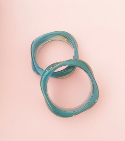 Bracelet Jonc géométrique en Résine céladon