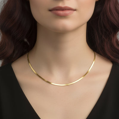 Collier doré en acier inoxydable à chaîne serpent