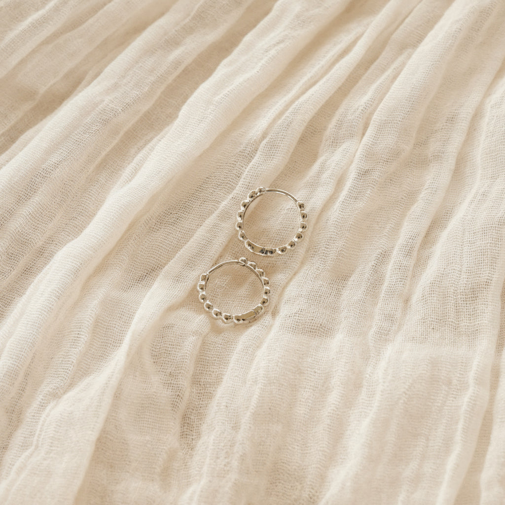 Créoles perlées argentées en argent