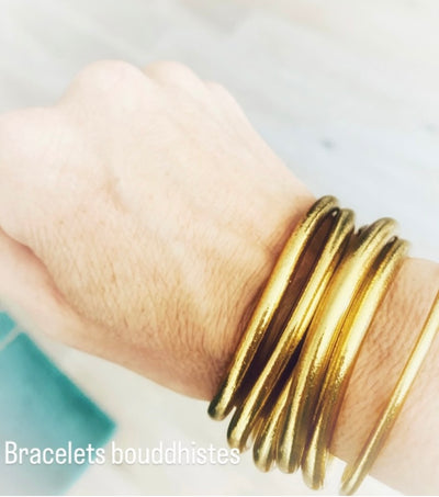 Bracelets Jonc bouddhistes doré avec mantra