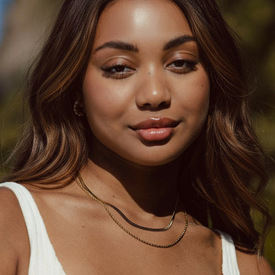 Collier double rang doré Soléa en acier inoxydable